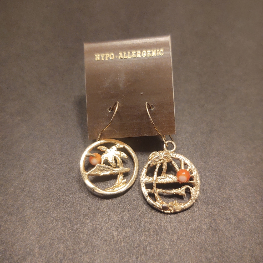 Gold and orange earrings